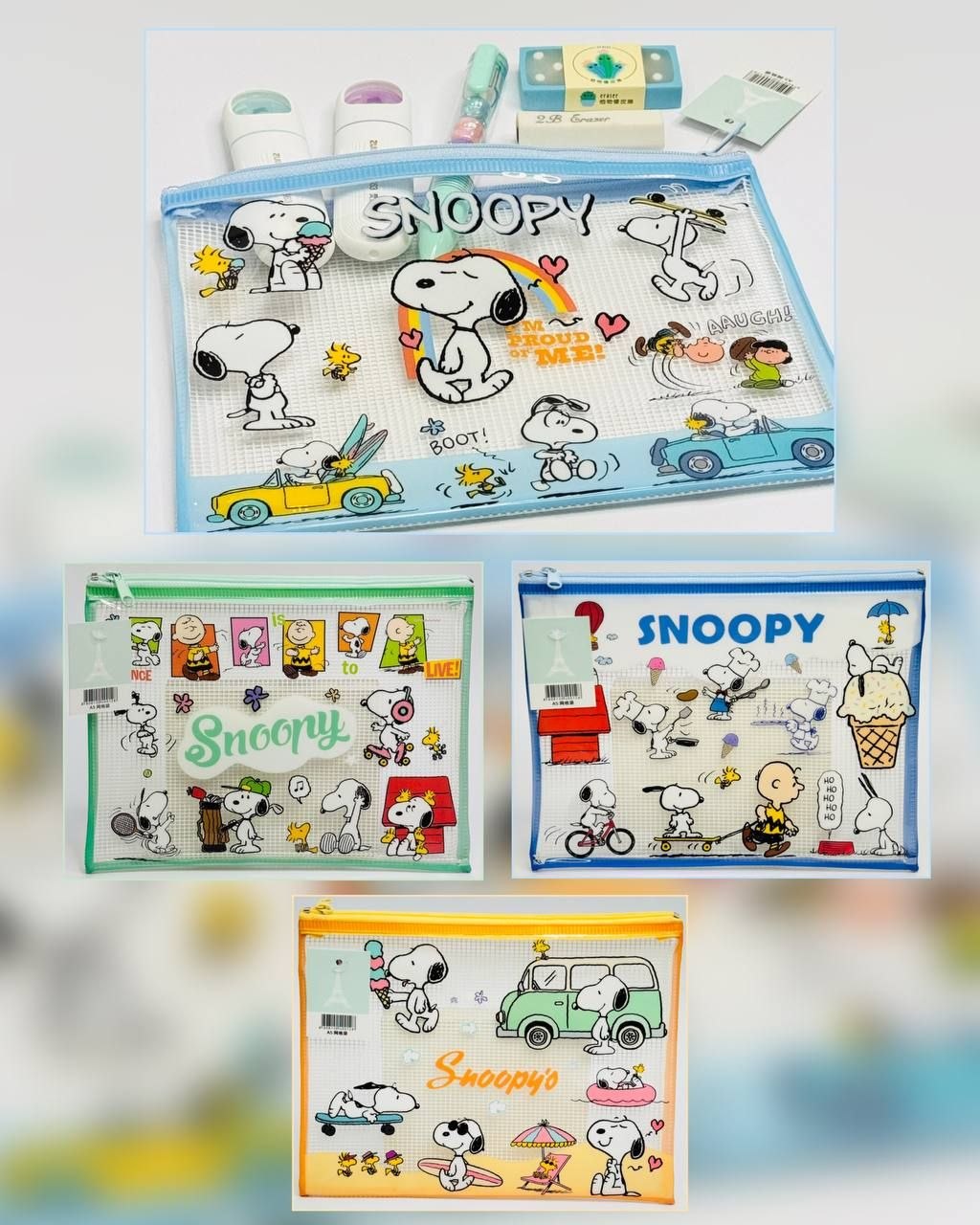 پوشه A5 زیپ دار PVC طرح SNOOPY